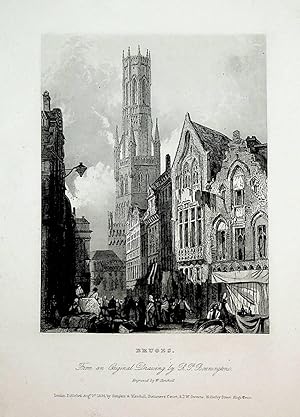 BRUGES, BRUGGE, BRÜGGE Belfort van Brugge, Belgium, Ansicht / View ca. 1834