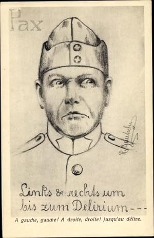 Künstler Ansichtskarte / Postkarte Gautschi, R., Schweizer Soldat, Pax