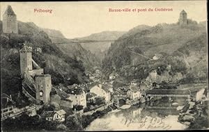 Ansichtskarte / Postkarte Fribourg Freiburg Stadt Schweiz, Basse ville et pont du Gotteron