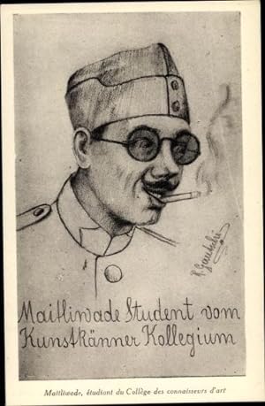 Künstler Ansichtskarte / Postkarte Gautschi, R., Schweizer Soldat mit Zigarette
