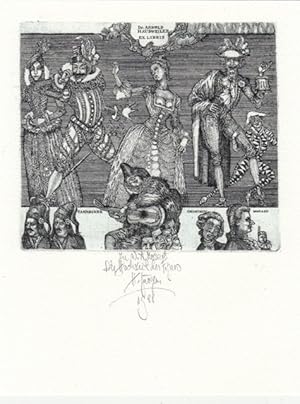 Bild des Verkufers fr Ex Libris Dr. Arnold Hausweiler. Szene aus Wolfgang Amadeus Mozarts 'Die Hochzeit des Figaros'. zum Verkauf von Antiquariat  Braun