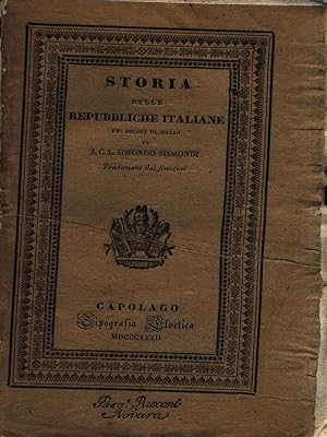 Bild des Verkufers fr Storia delle repubbliche italiane Tom IX zum Verkauf von Librodifaccia