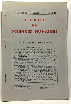 revue des sciences humaines - autour de Nerval et de l'ésotérisme - Avril Juin 1967 fasc. 126