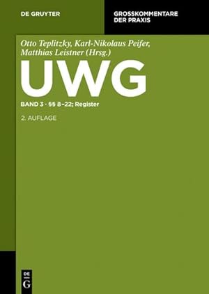 Image du vendeur pour UWG 8-22; Register mis en vente par AHA-BUCH