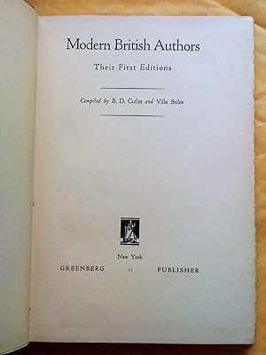 Modern British Authors. Their First Editions