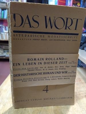 Bild des Verkufers fr Das Wort. Heft 4, 1. Jahr, Oktober 1936. Literarische Monatsschrift. Redaktion: Bertolt Brecht, Lion Feuchtwanger, Willi Bredel. zum Verkauf von NORDDEUTSCHES ANTIQUARIAT