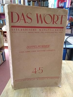 Bild des Verkufers fr Das Wort. Heft 4-5, 2. Jahr, April-Mai 1937. Doppelnummer Vier Jahre Freie deutsche Literatur. Literarische Monatsschrift. Redaktion: Bertolt Brecht, Lion Feuchtwanger, Willi Bredel. zum Verkauf von NORDDEUTSCHES ANTIQUARIAT