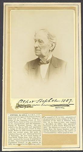 Sir Alfred Stephen. Cabinet card portrait, signed