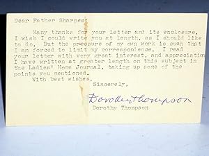 Postcard Reply to Father Donald K. Sharpes, March 24, 1958