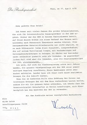 Bild des Verkufers fr Ms. Brief mit eigenh. U. zum Verkauf von Antiquariat INLIBRIS Gilhofer Nfg. GmbH