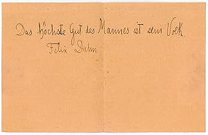 Imagen del vendedor de Eigenh. Albumblatt mit U. a la venta por Antiquariat INLIBRIS Gilhofer Nfg. GmbH