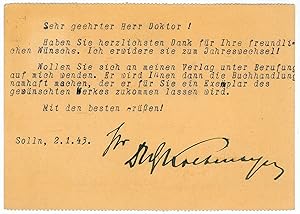 Imagen del vendedor de Ms. Postkarte mit eigenh. U. a la venta por Antiquariat INLIBRIS Gilhofer Nfg. GmbH