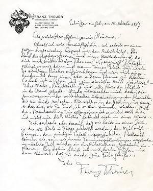 Bild des Verkufers fr Eigenh. Brief mit U. zum Verkauf von Antiquariat INLIBRIS Gilhofer Nfg. GmbH