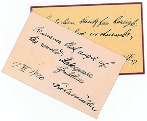 Bild des Verkufers fr 2 eigenh. Briefkarten mit U. zum Verkauf von Antiquariat INLIBRIS Gilhofer Nfg. GmbH