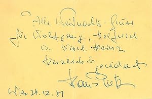 Bild des Verkufers fr Eigenh. Briefkarte mit U. zum Verkauf von Antiquariat INLIBRIS Gilhofer Nfg. GmbH