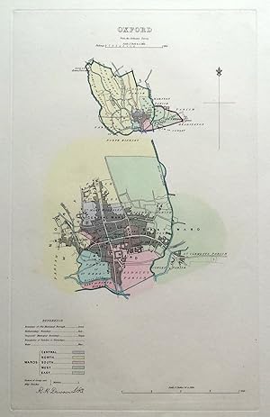 OXFORD Street Plan, Dawson Original antique hand coloured map 1832