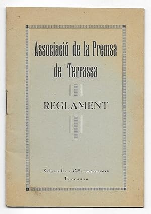 Associació de la Premsa de Terrassa. Reglament 1916