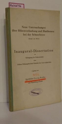 Image du vendeur pour Neue Untersuchungen ber Bltenverlaubung und Blattformen bei der Schneebeere ( Symph. Rac. Michx.) . Dissertation/ Kln. mis en vente par ralfs-buecherkiste