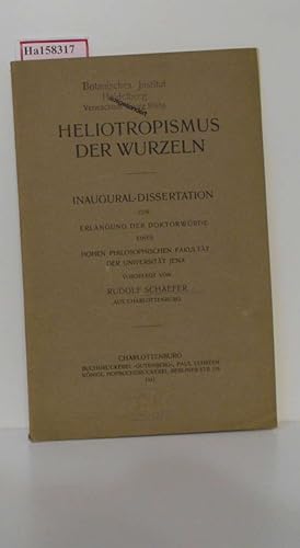 Bild des Verkufers fr Heliotropismus der Wurzeln. Dissertation/ Jena. zum Verkauf von ralfs-buecherkiste
