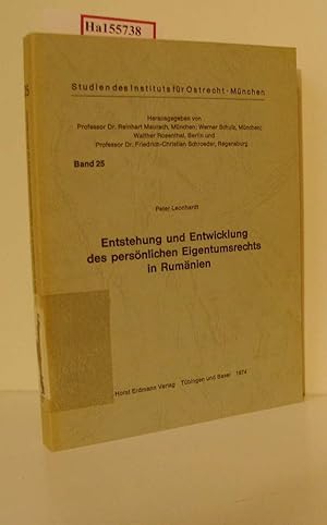 Seller image for Entstehung und Entwicklung des persnlichen Eigentumsrechts in Rumnien. Dissertation Univ. Mnchen 1972. (=Studien des Instituts fr Ostrecht; Bd. 25). for sale by ralfs-buecherkiste