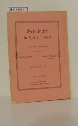 Seller image for Geschichten in Altersmundart. Aus dem Hauslehrer, Novemberheft 1907. for sale by ralfs-buecherkiste