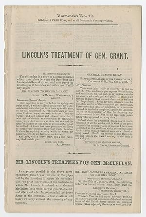 1864 Campaign Blames McClellans Failures on Lincoln, Comparing the Presidents Treatment of McCl...