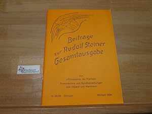 Bild des Verkufers fr Beitrge zur Rudolf Steiner Gesamtausgabe.Nr. 85 / 86 Michaeli 1984 Zur Philosophie der Freiheit. Kommentare und Randbemerkungen von Eduard von Hartmann zum Verkauf von Antiquariat im Kaiserviertel | Wimbauer Buchversand