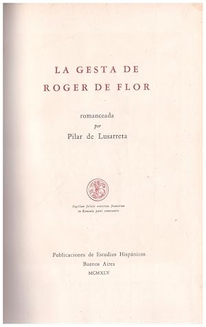 Imagen del vendedor de LA GESTA DE ROGER DE FLOR. a la venta por Llibres de Companyia