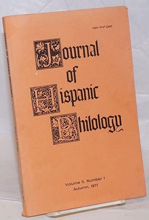 Immagine del venditore per Journal of Hispanic Philology: vol. 2, #1, Autumn, 1977 venduto da Bolerium Books Inc.