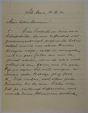 Schauspielerin (1868-1958). Eigenh. Brief (3 Seiten) mit Unterschrift an den Schauspieler Hermann...