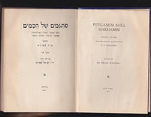 Seller image for PITGAMIM SHEL HAKHAMIM. second volume from the literary manuscripts of T.P.Schapiro. Pitgamim shek khakhamim for sale by Meir Turner