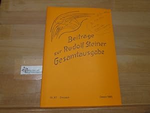 Bild des Verkufers fr Beitrge zur Rudolf Steiner Gesamtausgabe.Nr. 87 Ostern 1985 zum Verkauf von Antiquariat im Kaiserviertel | Wimbauer Buchversand
