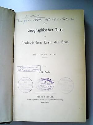 Bild des Verkufers fr Ein Geographischer Text Zur Geologischen Karte Der Erde. zum Verkauf von Antiquariat Bookfarm