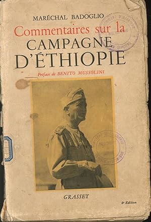 Image du vendeur pour Commentaires sur la campagne d'Ethiopie,preface de Benito Mussolini" mis en vente par Antiquariat Kastanienhof