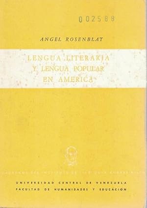 Imagen del vendedor de Lengua literaria y lengua popular en Amrica. a la venta por La Librera, Iberoamerikan. Buchhandlung