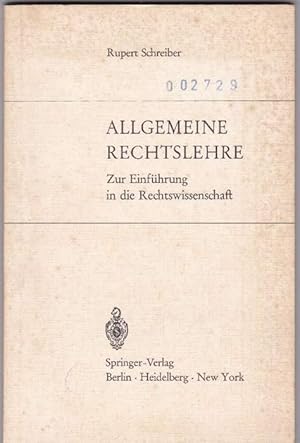 Imagen del vendedor de Allgemeine Rechtslehre. Zur Einfhrung in die Rechtswissenschaft. a la venta por La Librera, Iberoamerikan. Buchhandlung