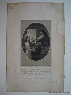 Seller image for Jesus und Josef als Zimmermann. Stahlstich von Carl Mayer. Gre: 14 x 9 cm. for sale by Antiquariat Hans-Jrgen Ketz