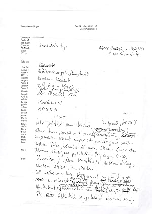 Seller image for Eigenh. Briefentwurf mit U. und masch. Brief (Reinschrift) mit eigenh. Nachschrift und U. for sale by Eberhard Kstler Autographen&Bcher oHG
