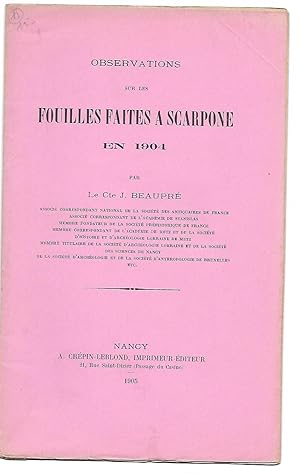 Observations sur les FOUILLES faites à SCARPONE en 1904