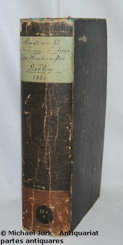 Monatsberichte der Königlich Preussischen Akademie der Wissenschaften zu Berlin. Aus dem Jahre 1866.