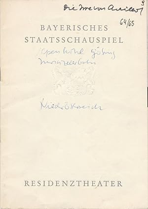 Bild des Verkufers fr Programmheft Neuinszenierung Jean Giraudoux DIE IRRE VON CHAILLOT Premiere 3. Juni 1965 Residenztheater Spielzeit 1964 / 65 zum Verkauf von Programmhefte24 Schauspiel und Musiktheater der letzten 150 Jahre