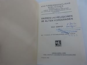 Image du vendeur pour Rassen und Religionen im alten Vorderasien. (= Kulturgeschichtliche Bibliothek, I.Reihe: Ethonologische Bibliothek mit Einschluss der altorientalischen Kulturgeschichte, Bd. 6) mis en vente par Antiquariat Bookfarm