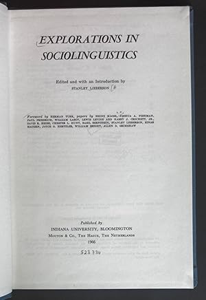 Seller image for Explorations in Sociolinguistics. for sale by books4less (Versandantiquariat Petra Gros GmbH & Co. KG)