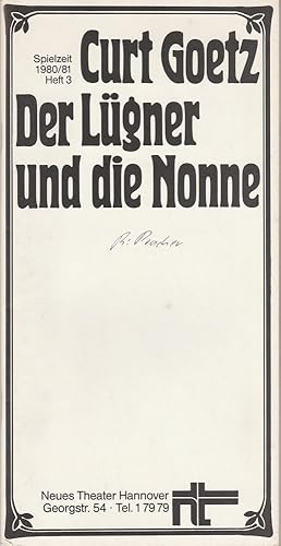 Imagen del vendedor de Programmheft Curt Goetz: DER LGNER UND DIE NONNE Spielzeit 1980 / 81 Heft 3 a la venta por Programmhefte24 Schauspiel und Musiktheater der letzten 150 Jahre