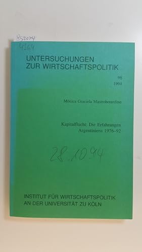 Imagen del vendedor de Kapitalflucht: die Erfahrungen Argentiniens 1967 - 92 a la venta por Gebrauchtbcherlogistik  H.J. Lauterbach