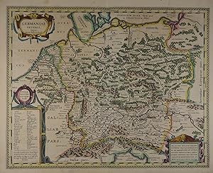 Germaniae Veteris typus. Ioannes Ianßonius Excud.Grenzkolorierte Kupferstich-Karte v. Johannes Ja...
