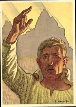 Ganzsache Künstler Ansichtskarte / Postkarte Hermes, E., Bundesfeier 1936, Mann