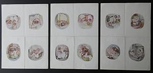 The Tale of Mrs Tiggy-Winkle proof sheets. Complete set of 7 uncut proof sheets for the colour il...