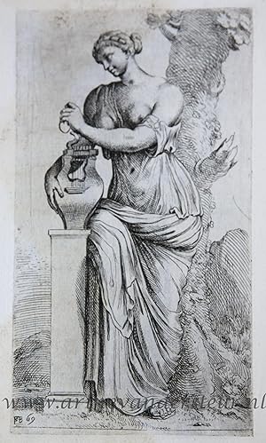 [Antique print, etching/ets, Rome] Muse with lyre /Muze met lier ['Segmenta nobilium signorum et ...