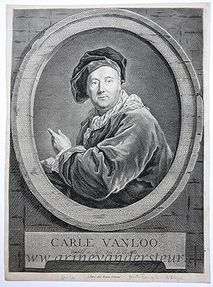 [Antique portrait print, etching and engraving] CARLE VAN LOO, published ca. 1780, 1 p.